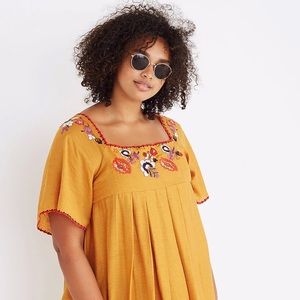 Madewell Embroidered Square-Neck Mini Dress